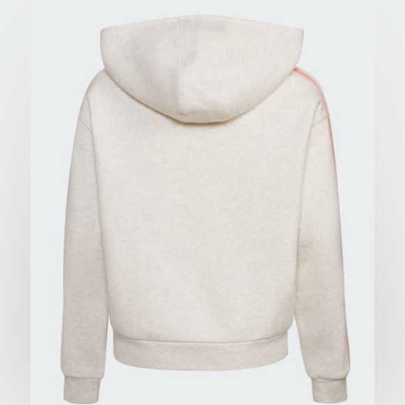 NWT adidas 3-Stripe Girls Fleece Hoodie. “Tan Heather”/Pink. Size: Small(7/8) - Picture 3 of 16